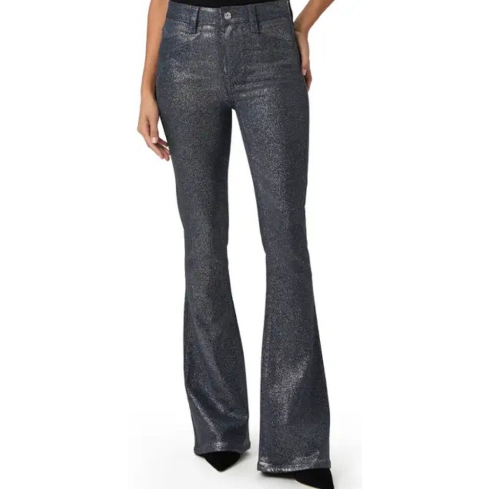 PAIGE Lou Lou Glitter Coated Flare Jeans 25 NWT